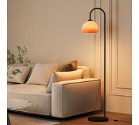KlkrzJwy 160CM Arc Floor Lamp Modern Orange Glass Floor Light Marble Base Standing Lamp with E27 Dimmable Globe Glass Tall Light for Living Room Bedroom Study Dining Room