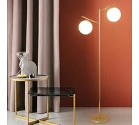 KlkrzJwy 2-Light Nordic 66.9" Globe Glass Floor Lamp Golden Floor Light E26 Dimmable Standing Lamp with Frosted Glass Tree Tall Lighting Fixtures for Living Room Bedroom Study