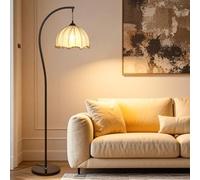 KlkrzJwy 60.2" Arc Floor Lamp Modern Fabric Floor Light Black E26 Dimmable Standing Lamp with Marble Base Cloth Tall Light for Living Room Bedroom Study Dining Room