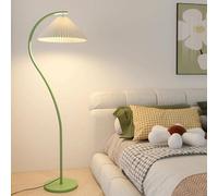 KlkrzJwy 61" Arc Floor Lamp Modern Fabric Floor Light E26 Dimmable Iron Standing Lamp with Foot Switch Pleated Cloth Tall Light for Living Room Bedroom Study Dining Room