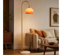 KlkrzJwy 63" Orange Arc Floor Lamp with Glass Globe, Mid Century Modern