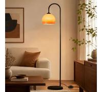 KlkrzJwy 63" Orange Arc Floor Lamp with Glass Globe, Mid Century Modern