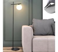 KlkrzJwy 66.1" Arc Floor Lamp Nordic Globe Glass Floor Light with E26 Dimmable Marble Standing Lamp Frosted Glass Tall Light for Living Room Bedroom Study Dining Room