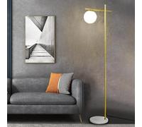 KlkrzJwy 66.1" Arc Floor Lamp Nordic Globe Glass Floor Light with E26 Dimmable Marble Standing Lamp Frosted Glass Tall Light for Living Room Bedroom Study Dining Room
