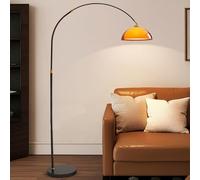 KlkrzJwy 70.9" Arc Floor Lamp Mid Century Orange Floor Light Globe Acrylic Standing Lamp with E26 Dimmable Iron Body Tall Light for Living Room Bedroom Study Dining Room