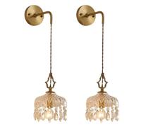 KlkrzJwy All Copper Wall Lamp Modern Wall Lights Bedside Lamp Wall Sconce Lighting E26 Base Wall Mount Light with Clear Glass Adjustable Hifht Lighting Fixtures for Living Room Restaurant Loft