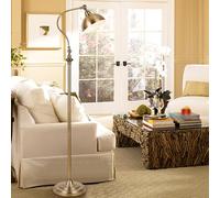 KlkrzJwy American Retro 59.1" Floor Lamp Arc Bronze Tall Lamp Adjustable Round Lampshade Floor Light with Iron Body E26 3-Color Light Dimmer Fixture for Living Room Meeting Room Tea Room