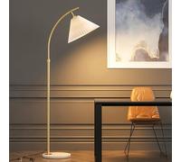 KlkrzJwy Arc Floor Lamp Fabric Floor Light Marble Base Standing Lamp with E26 Dimmable Height Adjustable Pleated Cloth Tall Light for Living Room Bedroom Study Dining Room
