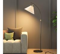 KlkrzJwy Arc Floor Lamp Fabric Floor Light Marble Base Standing Lamp with E26 Dimmable Height Adjustable Pleated Cloth Tall Light for Living Room Bedroom Study Dining Room
