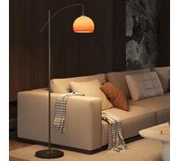 KlkrzJwy Arc Floor Lamp Orange Glass Floor Light Marble Base Standing Lamp with LED E26 Dimmable Globe Glass Tall Light for Living Room Bedroom Study Dining Room Reading Room