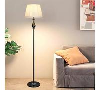 KlkrzJwy Contemporary 59.1" Fabric Floor Lamp Iron Floor Light Round Pleated Cloth Standing Lamp with Foot Switch E26 Dimmable Tall Light for Living Room Bedroom Study Villa