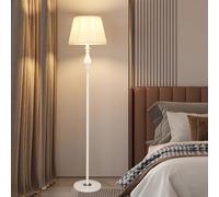 KlkrzJwy Contemporary 59.1" Fabric Floor Lamp Iron Floor Light Round Pleated Cloth Standing Lamp with Foot Switch E26 Dimmable Tall Light for Living Room Bedroom Study Villa