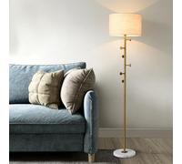 KlkrzJwy Contemporary 66.1" Linen Floor Lamp Marble Base Floor Light Round Fabric Standing Lamp with Hanger E26 Dimmable Tall Light for Living Room Bedroom Reading Room Meeting Room