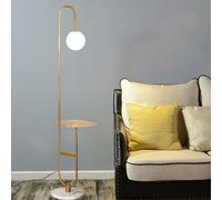 KlkrzJwy Gold Floor Lamp With Table Tall Arc Standing Lamps For Bedroom Modern Creative Floor Lamp 60.2" Metal Tall Pole Lamp With Globe Glass Eye-Care Tall Reading Lamp for Study Room Office