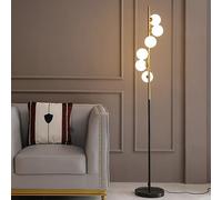 KlkrzJwy Mid Century 6-Light Floor Lamp 63" Globe Glass Floor Light Marble Tall Lamp with LED G4 Dimmable Frosted Glass Standing Light for Living Room Study Sofa Area Bedroom