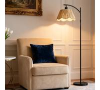 KlkrzJwy Mid Century 62.2" Rattan Floor Lamp Hand-Woven Floor Light Arc Standing Lamp with E26 Dimmable Iron Tall Light for Living Room Bedroom Study Dining Room Kitchen