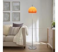 KlkrzJwy Mid Century 63.4" Globe Glass Floor Lamp Chrome Iron Body Floor Light Orange Glass Tall Lamp with Switch E26 Dimmable Standing Light for Living Room Study Bedroom