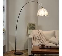 KlkrzJwy Mid Century 70.9" Fabric Floor Lamp Iron Arc Adjustable Floor Lamp E26 Dimmable Tall Lamp with Foot Switch Linen Standing Light for Study Living Room Bedroom Dining Room