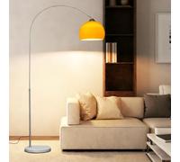 KlkrzJwy Mid Century Modern Orange Arc Floor Lamp with Natural Marble Base