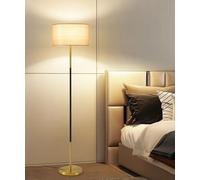 KlkrzJwy Minimalist 61.4" Linen Floor Lamp Round Fabric Floor Light Iron Standing Lamp with E26 Dimmable Reading Tall Light for Living Room Bedroom Study Office Meeting Room