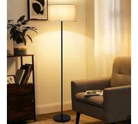 KlkrzJwy Minimalist 61.4" Linen Floor Lamp Round Fabric Floor Light Iron Standing Lamp with E26 Dimmable Reading Tall Light for Living Room Bedroom Study Office Meeting Room