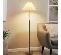 KlkrzJwy Minimalist 62.2" Fabric Floor Lamp Wood Grain Iron Floor Light Wabi-sabi Linen Tall Lamp with E26 Dimmable Zipper Switch Standing Light for Study Living Room Bedroom