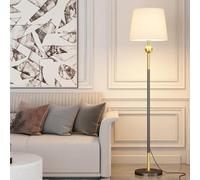 KlkrzJwy Modern 62.2" Linen Floor Lamp Golden Floor Light Round Fabric Standing Lamp with Spherical Body E26 Dimmable Tall Light for Living Room Bedroom Study Office Villa