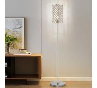 KlkrzJwy Modern 63" Crystal Floor Lamp Iron Floor Light E26 Dimmable Standing Lamp with Switch Round Crystal Shade Tall Light for Living Room Bedroom Reading Room Hotel Bar