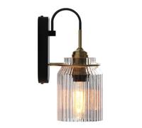 KlkrzJwy Modern Simple Wall Lamp Bedside Wall Lights Farmhouse Wall Sconces Lighting With E27 Base Wall Mounted Vanity Light With Stripe Glass Shade For Living Room Restaurant Loft Kitchen