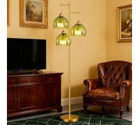 KlkrzJwy Nordic 3-Light 68.1" 3-Glass Floor Lamp Golden Floor Light Green Glass Standing Lamp with E26 Dimmable Iron Tall Fixtures for Living Room Bedroom Study Dining Room