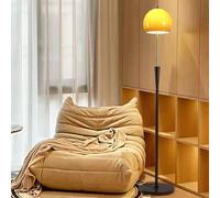 KlkrzJwy Nordic 61" Globe Glass Floor Lamp Wood Grain Iron Floor Light with Switch E26 Dimmable Tall Lamp Orange Glass Standing Light for Living Room Bedroom Study Dining Room