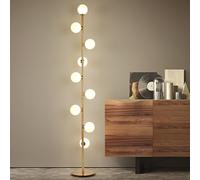 KlkrzJwy Nordic 9-Light 65" Globe Glass Floor Lamp Golden Floor Light LED G4*9 Tall Lamp with Frosted Glass Iron Standing Light for Living Room Study Bedroom Villa Sofa Area