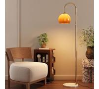 KlkrzJwy Nordic Globe Glass Floor Lamp 63" Arc Floor Light Marble Base Tall Lamp with E26 Dimmable Orange Glass Standing Fixtures for Living Room Sofa Area Bedroom Study Villa