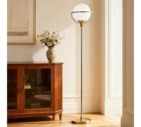 KlkrzJwy Nordic Globe Glass Floor Lamp 68.9" Golden Floor Light Frosted Glass Standing Lamp with E26 Dimmable Iron Body Tall Light for Living Room Bedroom Study Dining Room