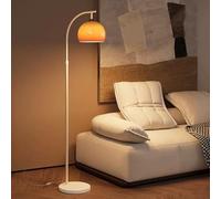 KlkrzJwy Nordic Orange Glass Floor Lamp Arc Height Adjustable Floor Light Marble Base Tall Lamp with Globe Glass E26 Dimmable Standing Fixtures for Living Room Sofa Area Study Bedroom