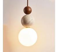 KlkrzJwy Nordic Yellow Travertine Pendant Lights Wabi-sabi Glass Hanging Lamp Bedside Mini Pendant Lighting LED 3000K Chandelier Adjustable Hanging Light Fixtures for Over Table Living Room Bedroom