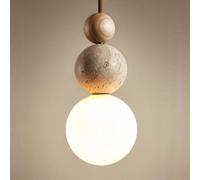 KlkrzJwy Nordic Yellow Travertine Pendant Lights Wabi-sabi Glass Hanging Lamp Bedside Mini Pendant Lighting LED 3000K Chandelier Adjustable Hanging Light Fixtures for Over Table Living Room Bedroom