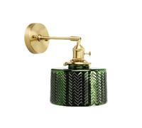 KlkrzJwy Vintage Lighting Fixtures Wall Lamp with Green Glass Lampshade Bedside Wall Light Rotatable Wall Sconces Hotel Decorative Wall Mounted Light with E26 Base for Living Room Loft Kitchen