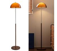 KlkrzJwy Wabi-sabi 60.2" Wood Floor Lamp Orange Double Layer Acrylic Floor Light E26 Dimmable Tall Lamp with Pull Switch Round Lampshade Standing Light for Living Room Study Bedroom
