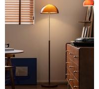 KlkrzJwy Wabi-sabi 60.2" Wood Floor Lamp Orange Double Layer Acrylic Floor Light E26 Dimmable Tall Lamp With Pull Switch Round Lampshade Standing Light For Living Room Study Bedroom