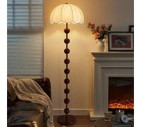 KlkrzJwy Wabi-sabi 63" Fabric Floor Lamp Wood Grain Iron Floor Light Linen Tall Lamp with Foot Switch E26 Dimmable Standing Light for Study Living Room Bedroom Dining Room
