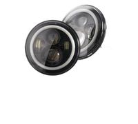 KLKWSFGFZK Car headlight assembly For Wrangler Datsun For Lada Niva 4x4 H4 7 Inch Led Headlight DRL Round 7'' Headlights With Angel Eyes Halo Headlights assemblys replacement(Headlight With Halo)
