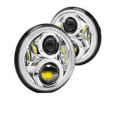 KLKWSFGFZK Car headlight assembly For Wrangler Datsun For Lada Niva 4x4 H4 7 Inch Led Headlight DRL Round 7'' Headlights With Angel Eyes Halo Headlights assemblys replacement(Headlight With Halo..)