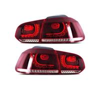 KLKWSFGFZK Sequential Turn Signal For VW For Golf 6 MK6 For GTI R 2008-2013 Dynamic Turn Signal Reverse Fog Brake 2PCs Car LED Tail Light Assembly Safety Warning(2 PCs Red Clear)