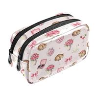 KLL 2-in-1 Pencil & Makeup Bag,Large Pouch for Girls Students Women | lightweight stationery cosmetic pouch for daily-use Watercolor Red Rose Butterfly Floral