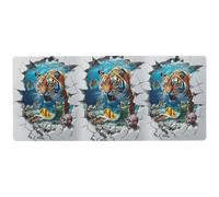 KLL 3d Cracked Hole Mouse Tigers Underwater wearable gamer Mouse Pad for rest long Mouse Mat for desk gaming 31.5 x 11.8in