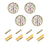 KLL 4 Pack Knobs for Cabinets and Drawers Vintage Scottish Thistle and Bee | Kitchen Drawer Knobs,Cabinet Knobs Gold, for Kitchen 1.26"(32mm)