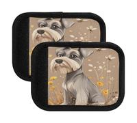 KLL 4 Pcs Luggage Handle Wraps Cartoon Lovely Miniature Schnauzer Dogs Brown Polyester Bag Handle Wrap Travel on Handle Wraps for Travel Bag Luggage Suitcase