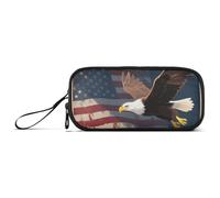 KLL 4th of July Independence Day Brown Bird Nylon Pencil Bags for Boys High Capacity Pencil Case for High School School Stationery for Preppy School Girls