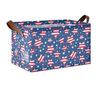 KLL 4th Of July Independence Day United States Storage Baskets with Handles Decorative Large Closet Organizer Bins for Shelves, Closet 2 Pack cestas para organizar